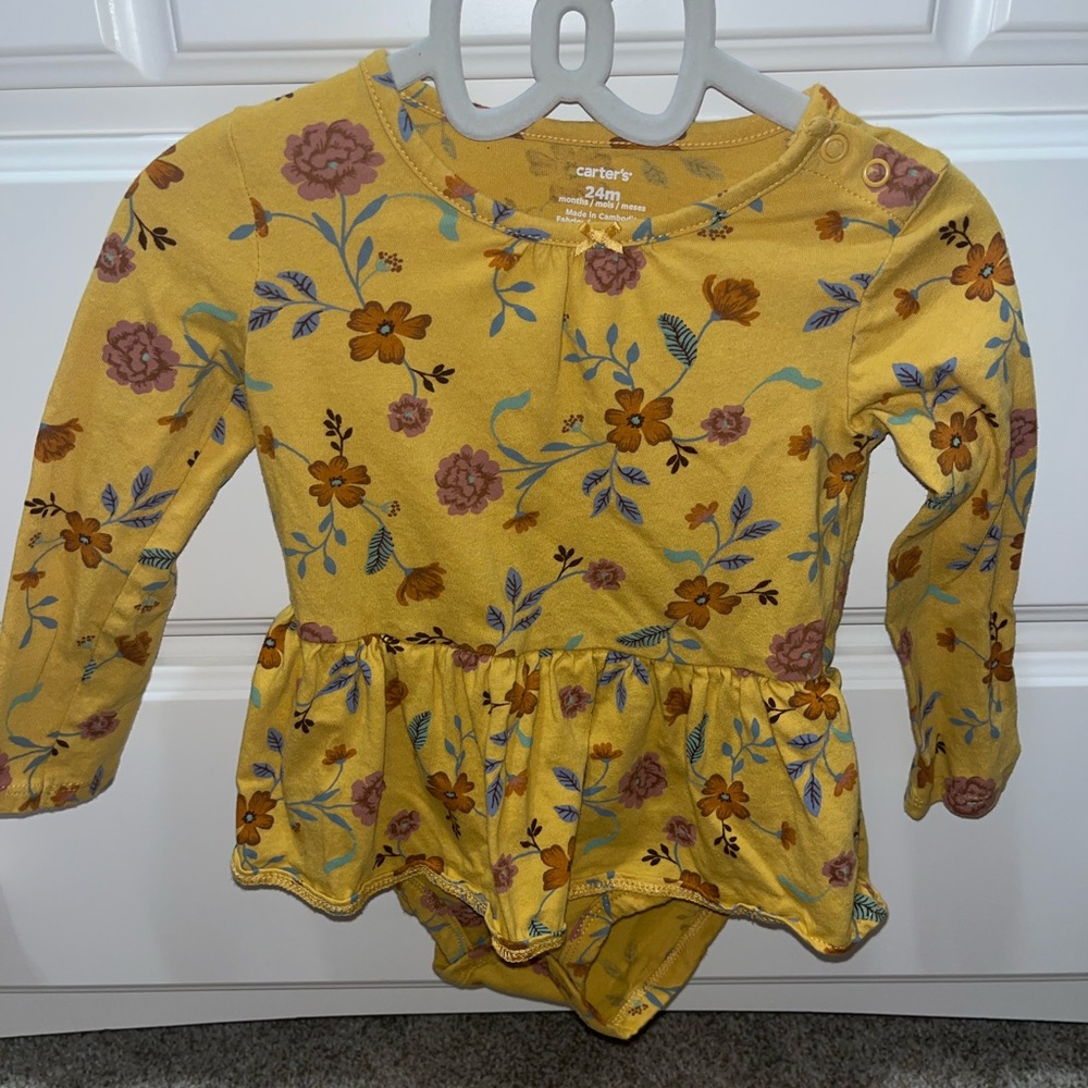 Carter’s long sleeve floral mustard onesie
